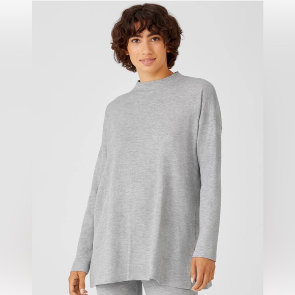 Eileen Fisher Gray Long Sleeve Tunic - Picture 1 of 6
